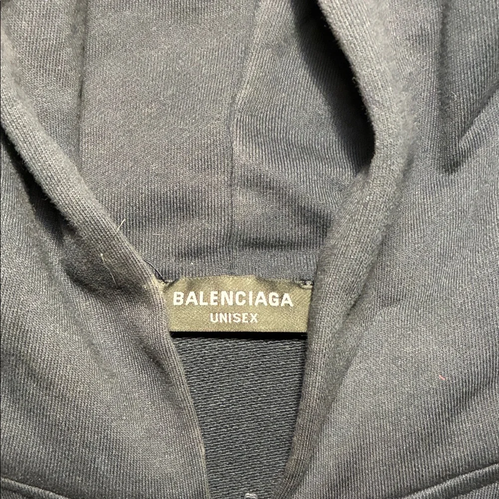 Balenciaga Navy Unisex AW22 Polo Hooded Sweatshirt size M - Picture 2 of 11